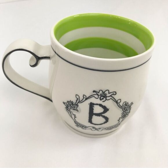 Anthropologie Katie Mandy Black Monogram Initial Letter “B” White Ceramic Mug - Picture 2 of 12
